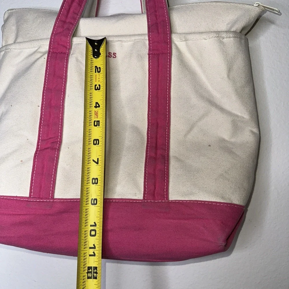 G.H. Bass & Co Vintage Canvas Tote Bag Baby Pink Bass Embroidery